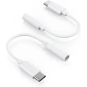 2 Pack USB C to 3.5mm Headphone Jack Adapter - HiFi Audio Dongle, Type C to Aux Female  Cord Compatible with  17/16/15 Pro Max, Galaxy S25/S24/S23, iPad Pro, Pixel, MacBook