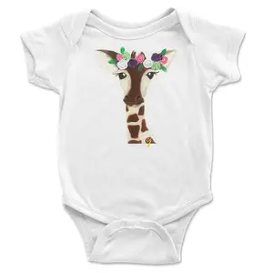 Floral Elegance: Whimsical Giraffe Onesie for a Stylish  Look