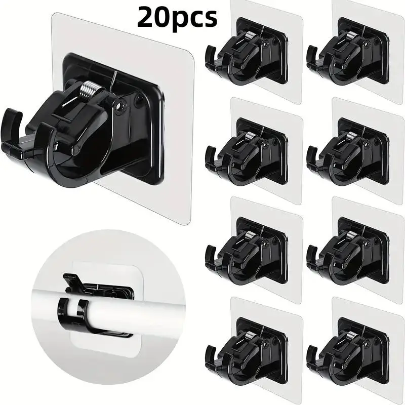 Self Adhesive Curtain Rod Holder, 20pcs/set Adjustable Adjustable Curtain Rods Hook for Damage-free Hanging, Home Organizer for Bathroom, Kitchen, Hot