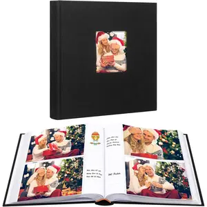 240 Pockets 5x7 Photo Album with Writing Space, Large Capacity Holds 240 Photos, Linen Cover Acid Free Photo Book with Memo for Baby Family Anniversary Wedding Pictures, Black