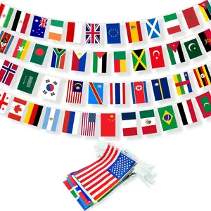 50 Countries World Cup Flags Bunting, 49ft String of Flags for Grand Opening Decor, Polyester Waterproof Garland for World Cup Soccer Party,, Street, Pub & Outdoor Decorations