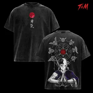 Uchiha Obito Naruto Vintage Washed Oversize T-Shirt, Akatsuki Anime Graphic Tee, Heavyweight Cotton, Double Printed Back Print, Manga Streetwear, Unisex Casual Outfit, Gift for Naruto Fans