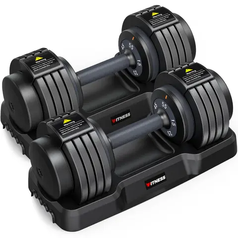 Bearbro 5-25LB / 15-55LB Adjustable Dumbbell for Home Gym Equipment, 5 in 1 Quickly Adjustable Weights Plates and Rack, Hand Weights Suitable Women and Men, Full Body Workout Fitness