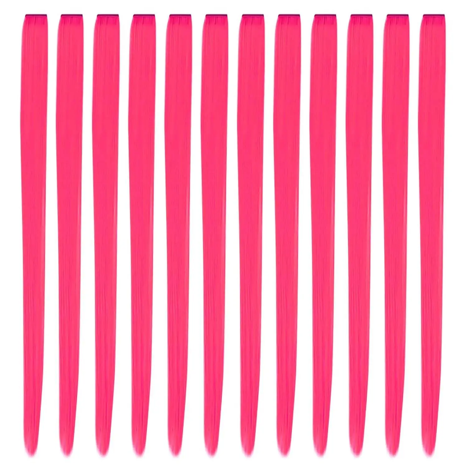 12 count Clip in Hair Extensions, 22 Inch Colored Hair Extensions Party Highlights Long Straight Synthetic Hairpieces for Women  Girls (Hot Pink)