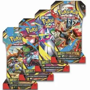 (4) Mega Evolution Sleeved Booster Pack Art Bundle - Trading Card Game Pokemon