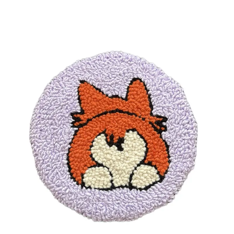 Corgi Butt Cute Punch Needle Coaster - Adorable Design Featuring a Corgi Pattern on a Coaster