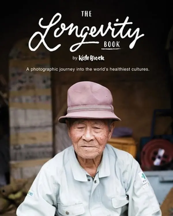Used Very Good Condition The Longevity Book by Kale Brock (Brock Creative Media) - 2020 English Edition, Soft Covers, 132 Pages, 0.83 lbs, Literature & Art Book with Stunning Photographs Examining Health Philosophies for Graceful Ageing