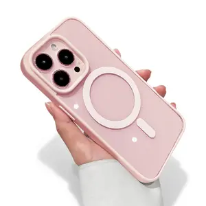 New Acrylic Magnetic Clear Case For iPhone17/ 16 15 14 13 12 11 Pro X XS Max 16 Plus Magsafe Wireless Charge Girls Pink Hard Back Cover Waterproof Phone Case shockproof mobile fashion gift beautiful