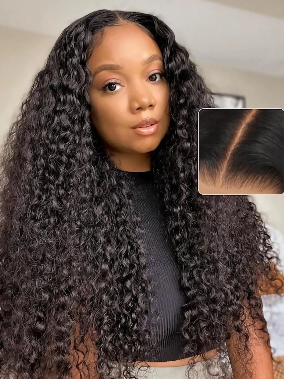 MYLOCKME Soft Human Hair Deep Wave Wig for Black Females, 6x4/5x5/7x5/9x6 Lace Closure Wigs, Glueless Pre-Plucked with Baby Hair, Easy To Wear, Fast Shipping, 7X5 Glueless Wig