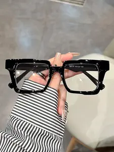 1pc Black Square Glasses Women's Decorative Plastic Frame Fashion Street Style Eyeglasses Clear Glasses Accessories Glasses Accessories For Women