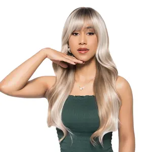 23-Inch Blonde Two-tone Blend Balayage (Dark Scorched Roots) Subtle Layer Butterfly Cut Synthetic Wig | 【Heat Resistant】【Cap Included】 | FSGA