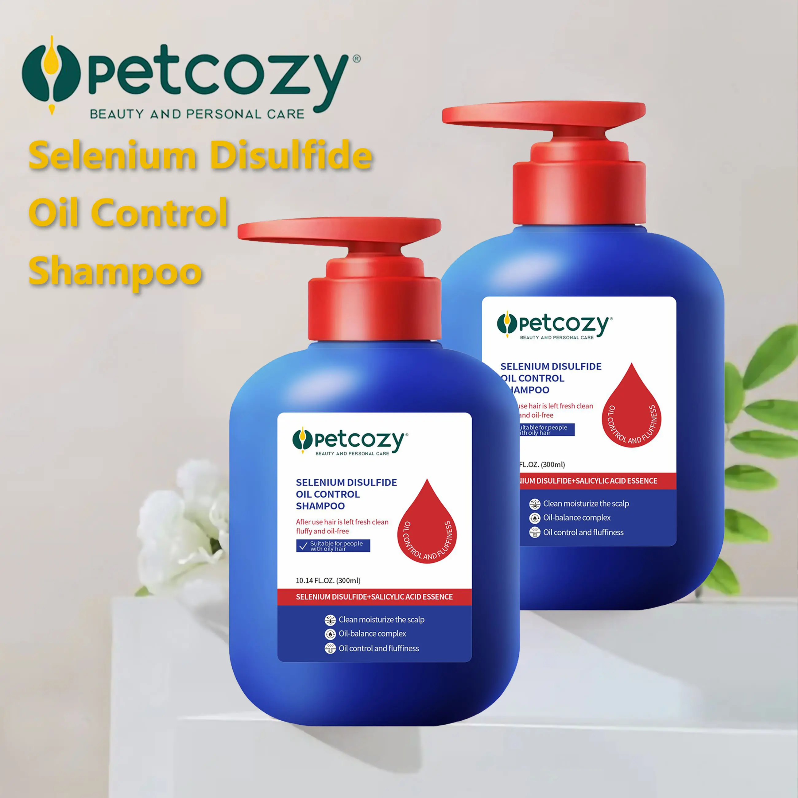 PETCOZY Selenium Disulfide Haircare Shampoo - 300ML Scalp Cleanser with Oil Control, Refreshing, Anti-Dandruff, Anti-Itch Benefits, Dandruff Remover, Cleanser Shampoo, Oil Control Antidandruff, Anti-Fungal Shampoo