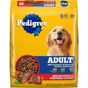 Pedigree Complete Nutrition Adult Dry Dog Food, Grilled Steak & Vegetable Flavor, 30 lb. Bag