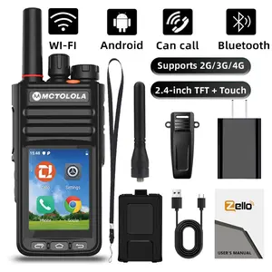 Zello POC 2G 4G handheld walkie talkie with display screen, Two way radio, Android system walkie talkie supports making calls, Bluetooth Wi-Fi, Wireless intercoms suitable for hiking, camping, hotel services covering 8000 kilometers