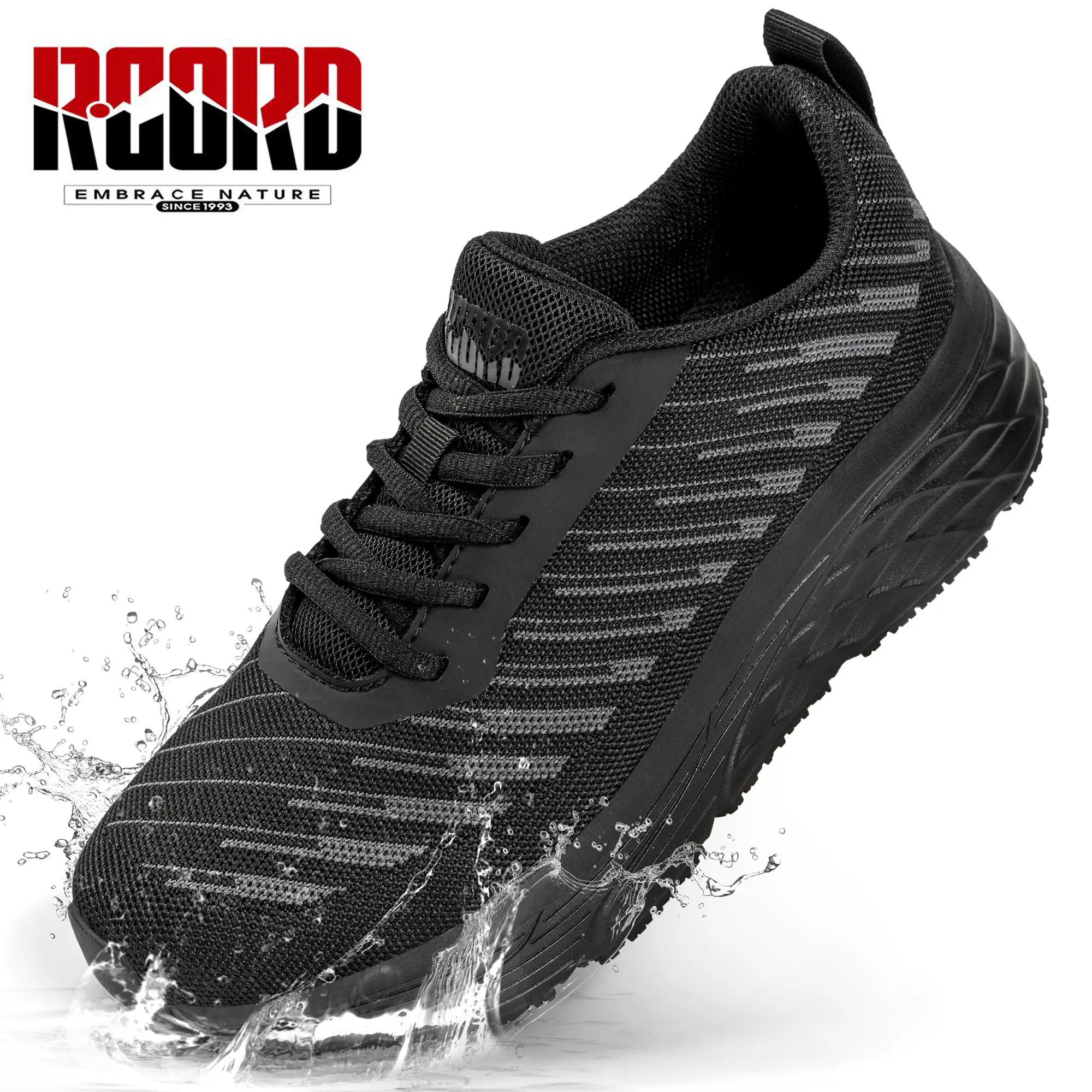 R CORD Unisex Slip & Oil Resistant Work Shoes Black Water-Resistant Non-Slip Arch Support Comfortable ESD Safety Features for Chefs Nurses Waitresses