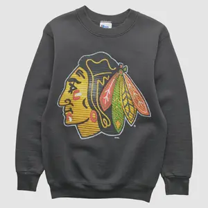 Chicago Blackhawks Pro Player 90s Pullover Sweatshirt - Black - XS