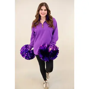 Miley Quarter Zip Pullover - Casual Long Sleeve Winter Pullover with Quarter Zip and Foldable Collar in Soft Fabric