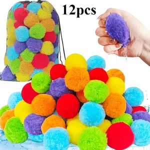 12pcs Reusable Water Balls, Soft Absorbent Splash Water Balls Summer Outdoor Water Fight Toys for Kids Pool Beach Backyard Party Play