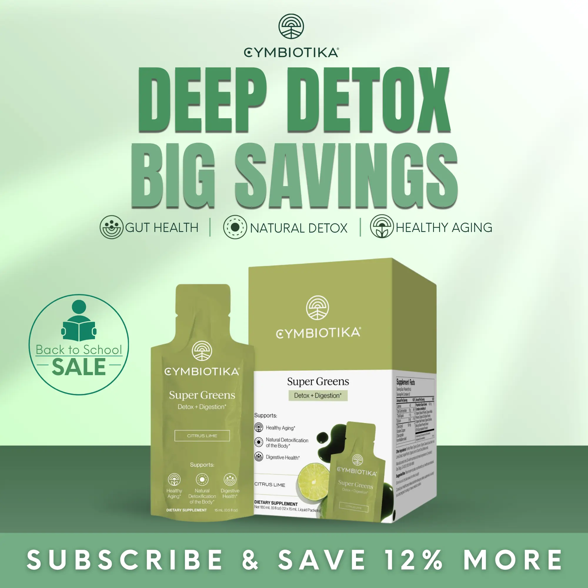 Super Greens | 12 Packets | Bioavailable Plant Compounds for Cellular Detoxification & Energy Boost - Healthcare Supplement - Vitamin, Nutrient Rich Complex