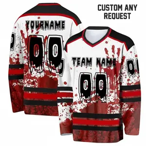 Custom Halloween Hockey Jersey | Personalized Horror Costume Shirt | Unisex Scary Outfit Full Size S-5XL
