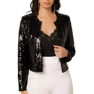 Sexy Sequin Bossed Up Blazer - Black Glitter Jacket for Women, Perfect for Parties & Special Occasions