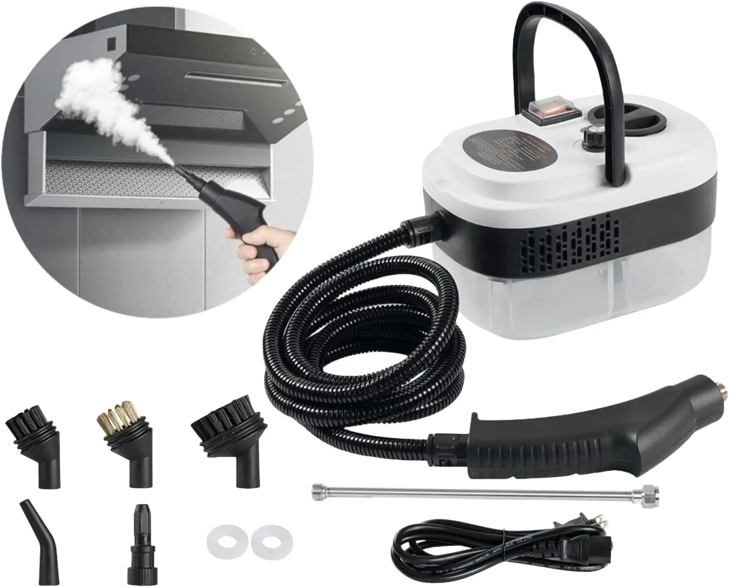 All In One Steam Cleaner 2500W High Pressure Steamer for Cleaning, Car Steamer Handheld Steam Cleaner for Home Use, Hardwood Floor Steam Cleaner for Upholstery, Kitchen, Bathroom, Grout Steam Cleaner Machine Steam Mop Machine, Natural