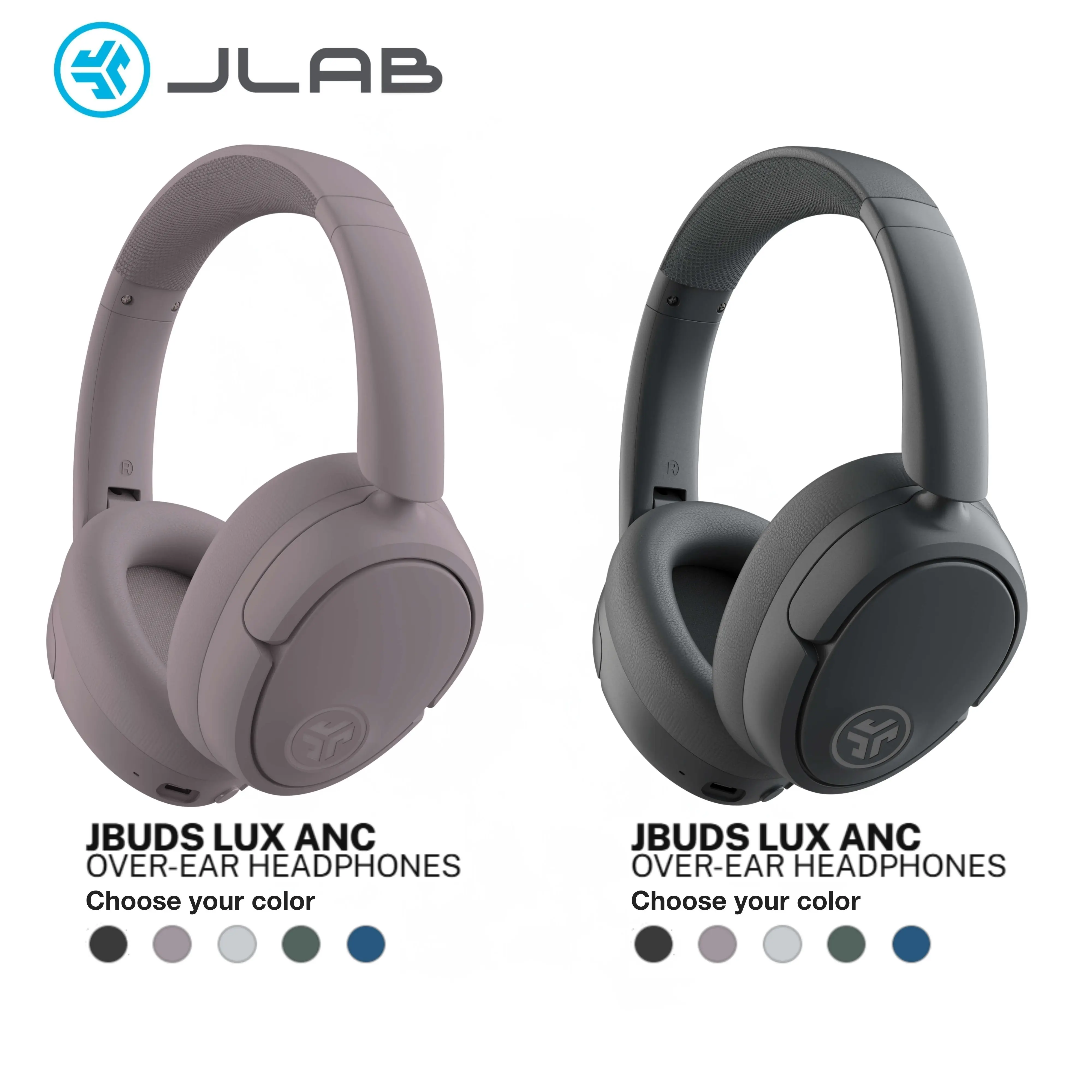 2 Pack: JLab JBuds Lux Active Noise Cancelling Headphones, Wireless Bluetooth, Over-Ear, Be Aware Safety Mode. Foldable, iPhone / Android