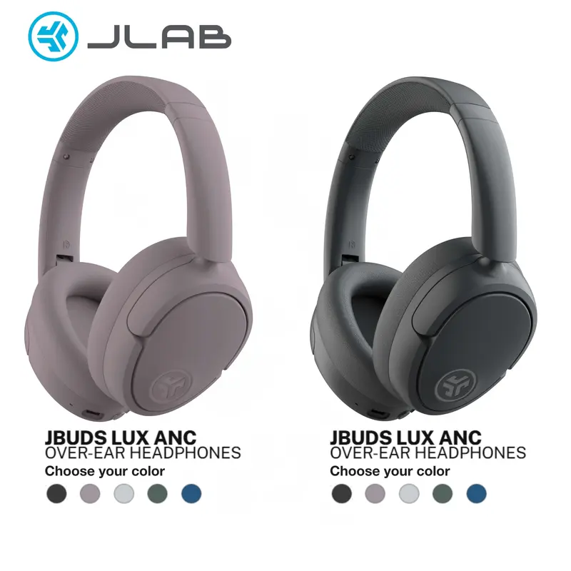 2 Pack: JLab JBuds Lux Active Noise Cancelling Headphones, Wireless Bluetooth, Over-Ear, Be Aware Safety Mode. Foldable, iPhone / Android