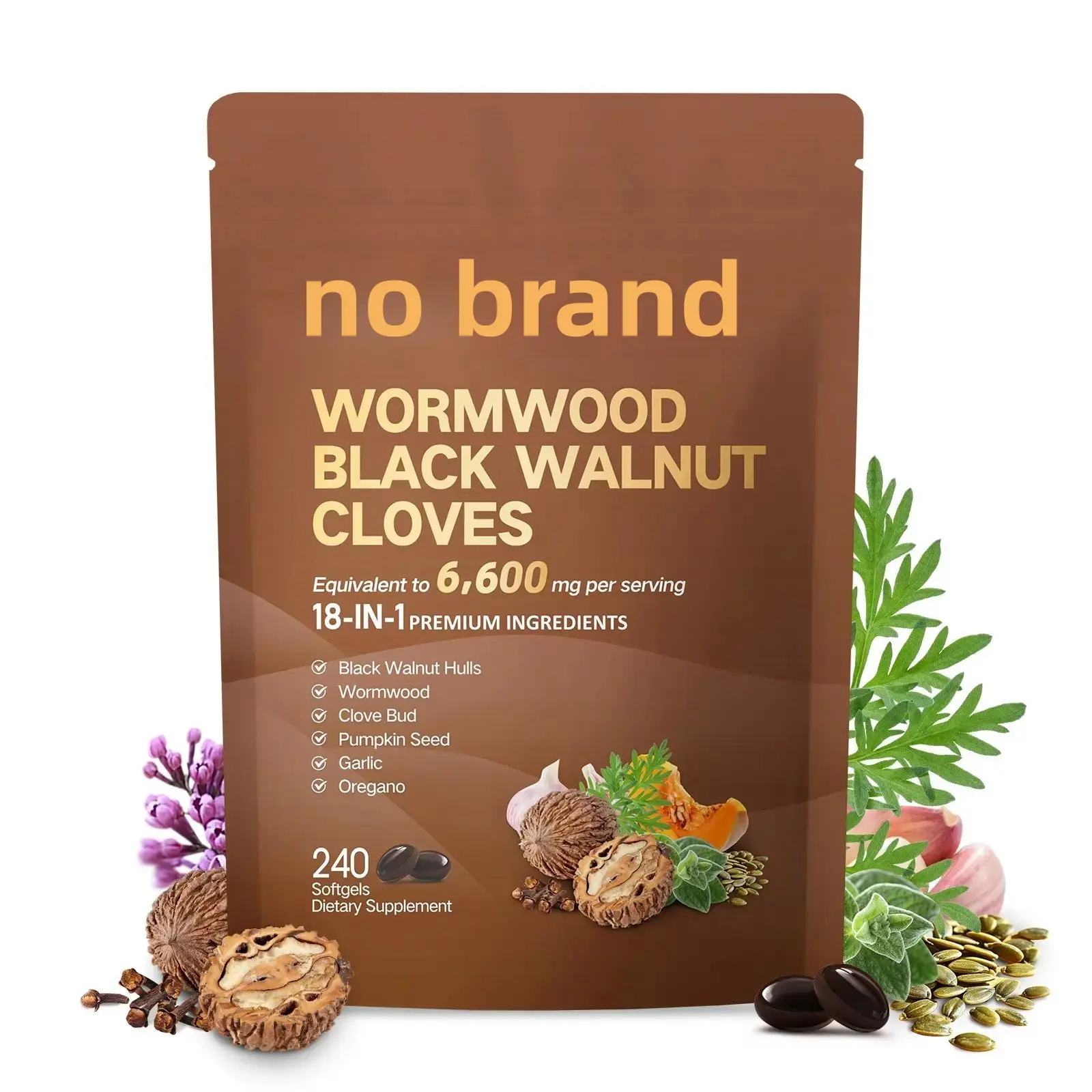 Wormwood Black Walnut Cloves Capsules - Boost Metabolism & Enhance Energy | Contains Black Walnut, Garlic, Wormwood, and More | 240 Capsules (80-Day Supply)