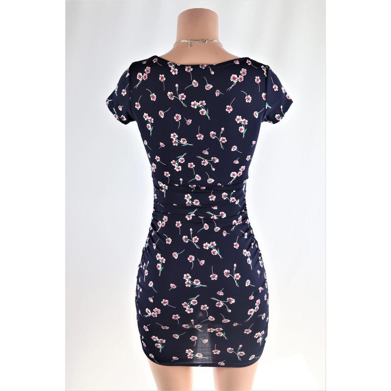 Barnett Mini Dress bershka flower Floral Casual Womenswear Navy short sleeve