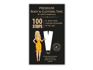 Double Sided Tape for Clothes, Body and Fashion (100 Pack) | Clothing and Hem Tape for Women, No Sew No Iron, Fabric Adhesive, Strong Clear Body Adhesive for Skin