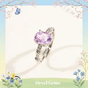 Ethereal Lavender Moon Quartz Amethyst Ring – Natural Lilac Crystal Ring for Inner Peace, Perfect Gift for Her, Resizable Ring with X Band – One Size Fits Most