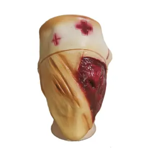 Silent Creepy Faceless Nurse Mask Latex Scary Masks Costume Cosplay Props for Women Halloween