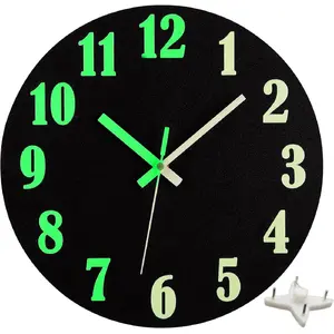 12 Inch Luminous Wall Clock, Silent Digital Wall Clock, Luminous Numbers and Hands, Suitable for Living Room, Kitchen (Regular)
