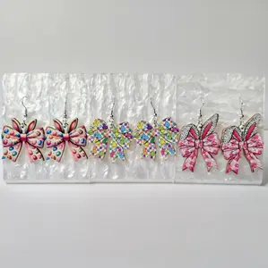 #399 Various Easter Bunny Bows Earrings, Casual Easter Jewelry