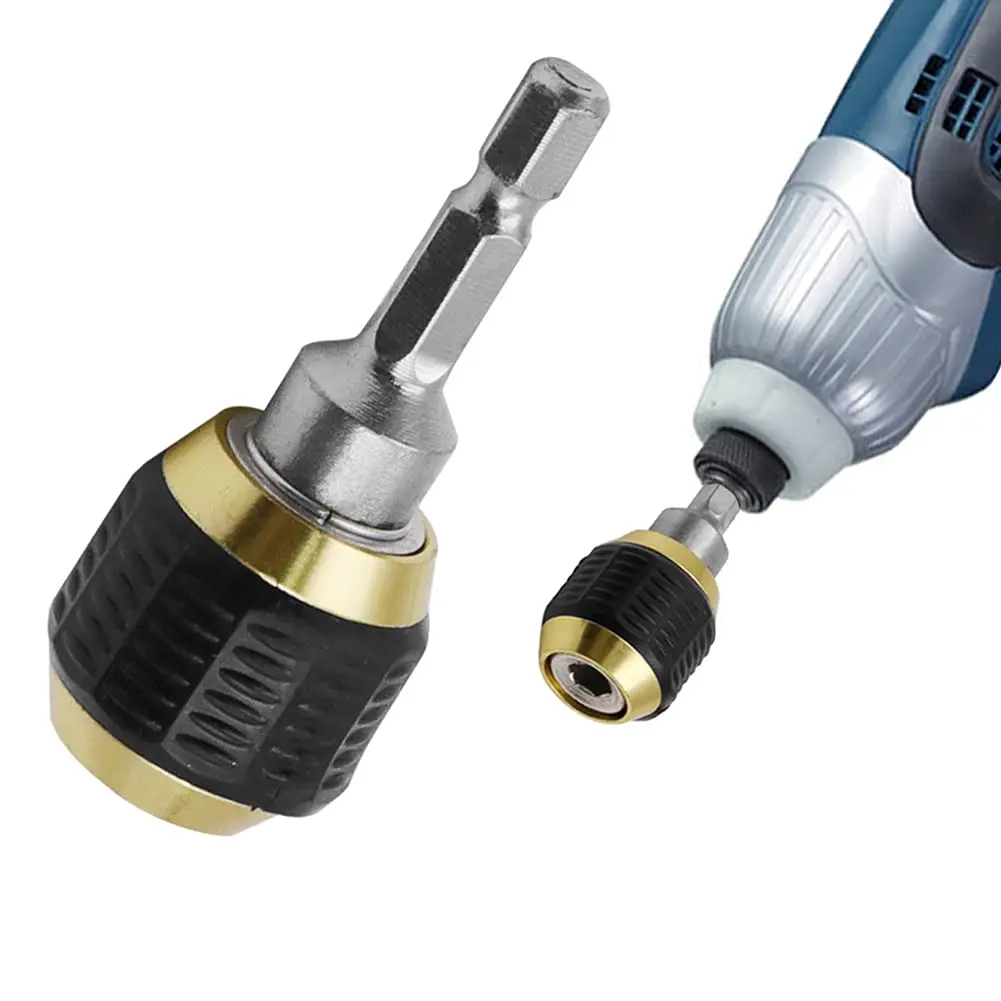 Self-Locking 1/4 in Hex Shank Drill Bit Extension with Quick Release Chuck Adapter, 60mm Length for Power Drill Drilling Tools