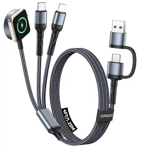 Travel Essentials Apple Watch Charger, Multi Charging Cable for iPhone 17, iWatch USB-C Charging Cord, Car Cruise RV Camping Essentials for iWatch Ultra/11 & iPhone 16/15, Xbox One Cables
