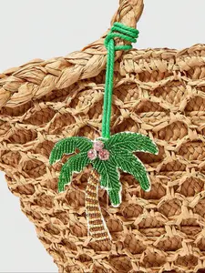 Coconut Tree Rhinestone Handmade Beaded Bag Charm, Casual Style Keychain Decoration, All Seasons Fashion Accessory