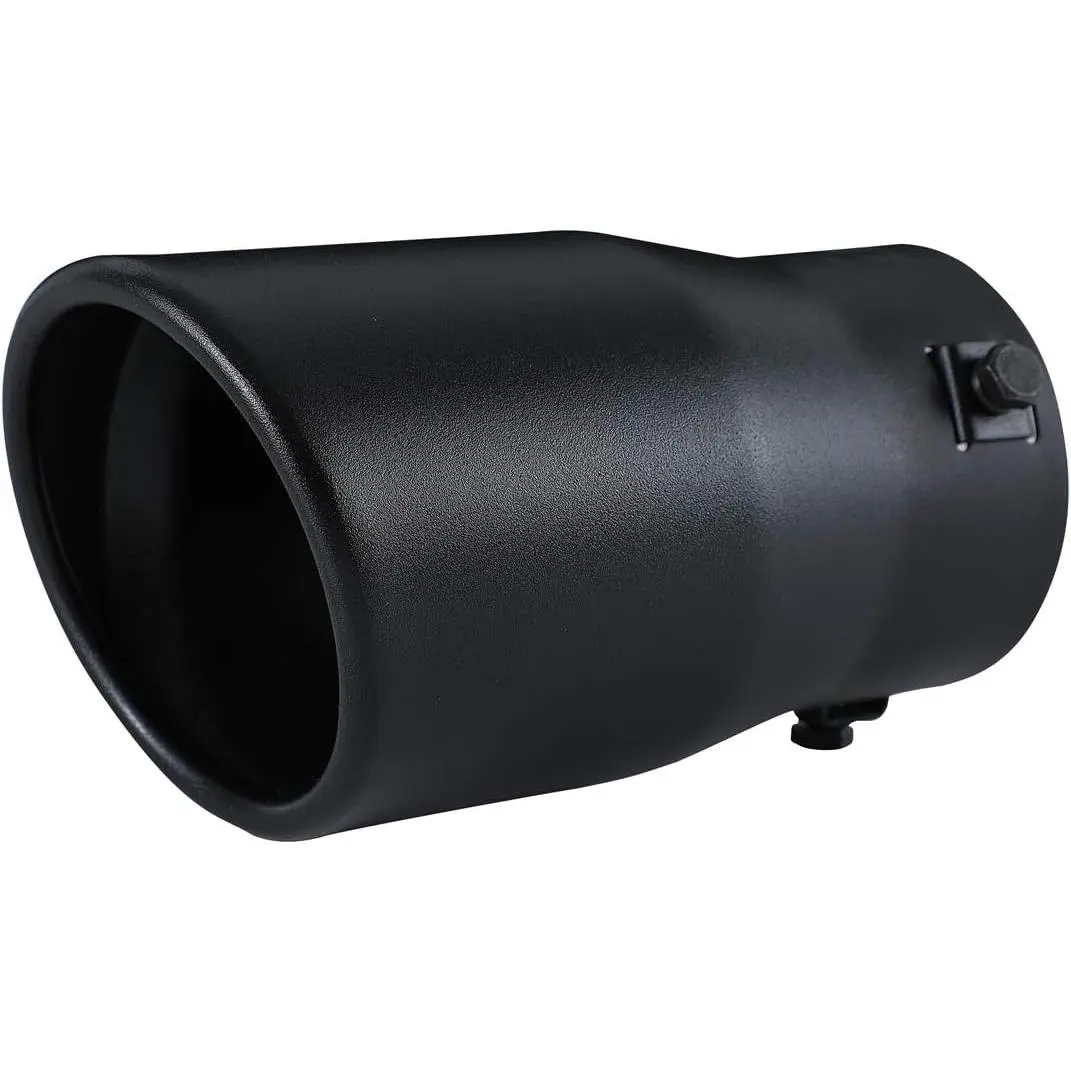 Exhaust Tip, 2-2.75 inch inlet clamp adjustable,Black Stainless Steel | Fit 2''/2.25''/2.5''/2.75'' Outer diameter Tailpipe, 3.5''Outlet 6''Long Muffler Tip Black Powder Coated