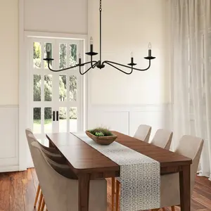 Black 5-Light Dining Room Chandelier – Elegant Traditional Style