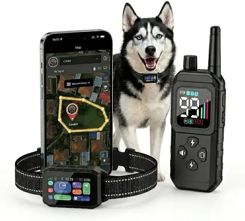 GPS Wireless Dog Collar Fence System,Invisible Electric Fence for Dogs,Adjustable Range 49-7000ft,3 Training Mode,Rechargeable,Waterproof,Pet Containment System for Outdoor Use,No Supbscription
