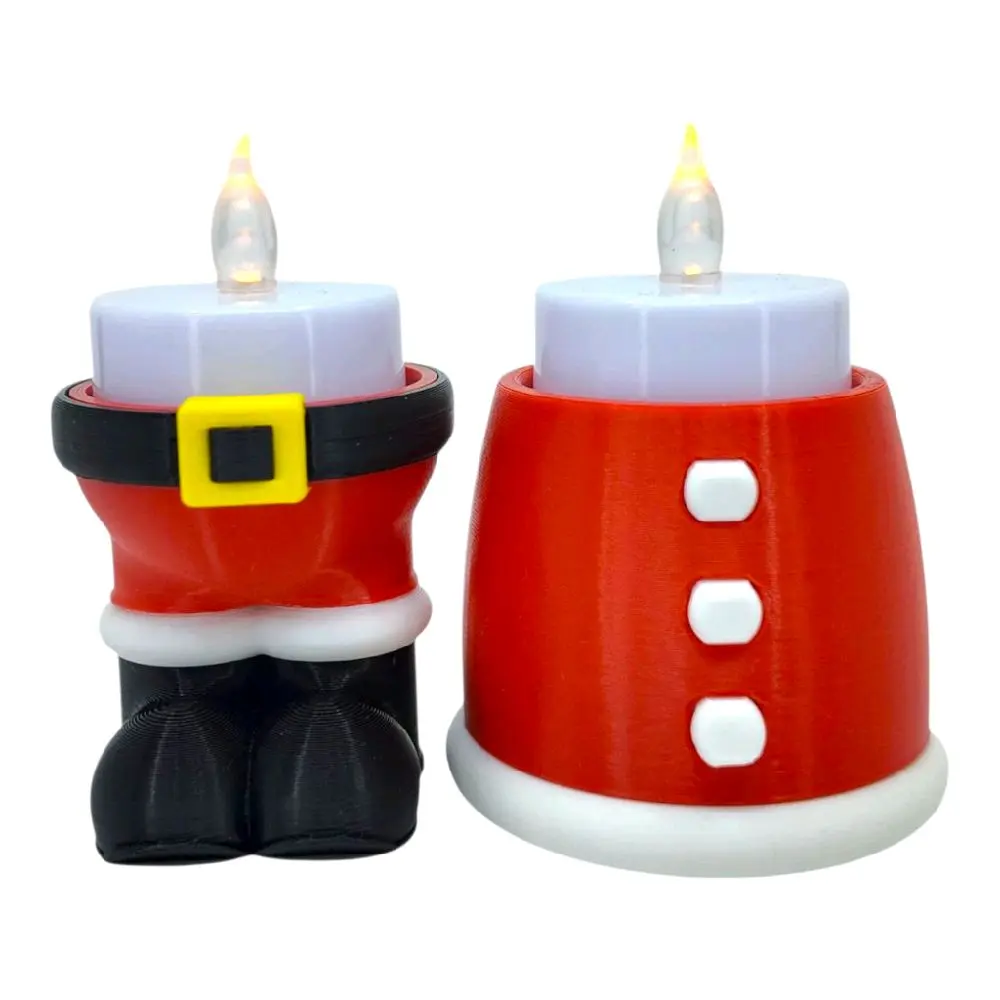 Christmas Led Tealight Candle Holder Santa Claus Design with Belt and Buttons for Festive Decor