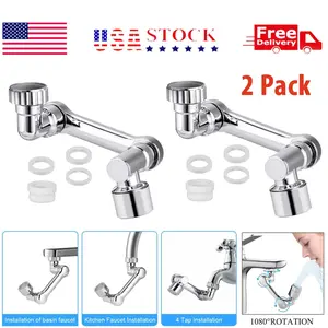 2 Pack 1080° Swivel Faucet Extender, Heavy Duty Rotating Sink Extension, Universal Swivel Multifunctional Robotic Arm, Rotating Splash Filter Extension Faucet Aerator for Kitchen Bathroom-2 Pcs