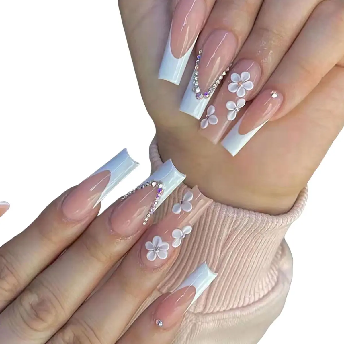 Press on nails 24 pcs with 1 nail file, 1 sticker sheet (no glue), Nail care, Nail decoration kit, Press one Glue on Nails with tools for women Nail Art Nail Polish Cutics Manicure Comfort