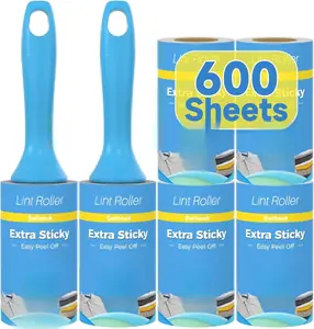 Swihauk Extra Sticky Lint Rollers 600 Sheets Easy Spiral Tear with Ergonomic Handles Multipurpose for Pet Hair Dust Clothes Furniture Carpet Car Seat