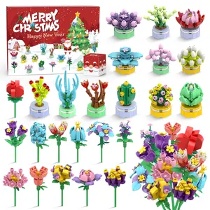 Advent Calendar 2025 Girls, 24 Pack Succulent & Bouquet Building Blocks for Kids, Christmas Countdown Calendar, Ideal Gift for 3 4 5-7 8-12 Boys and Girls birthday gift