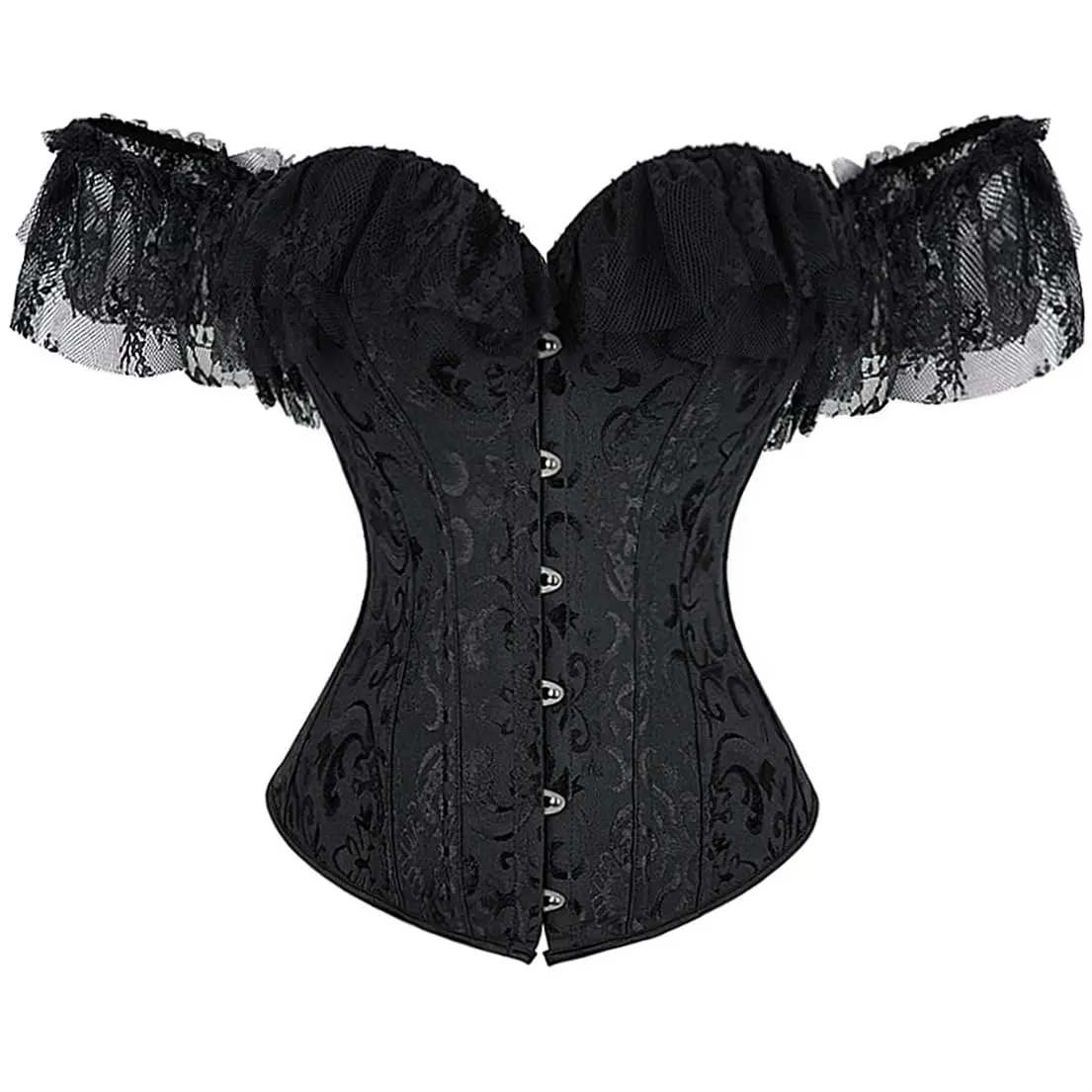 Corset Tops for Women Corset with Lace Sleeves Sexy Corset Halloween Costume Halloween Gothic Party Outfit 6731C-D1