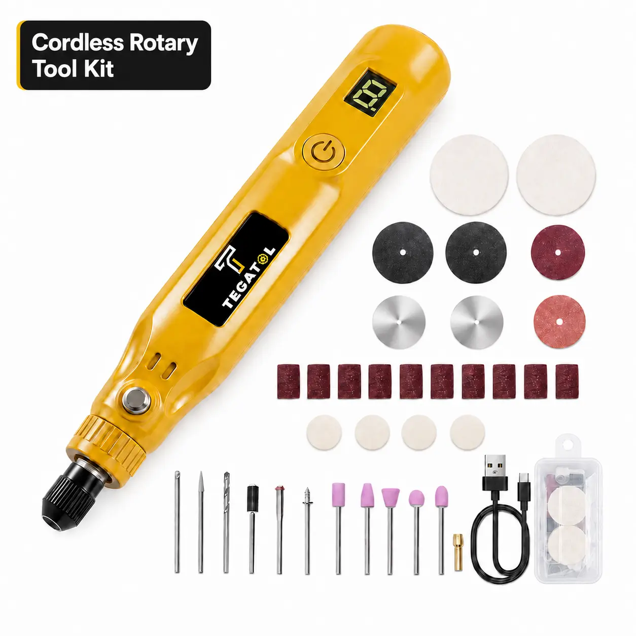 Mini USB Rechargeable Electric Rotary Tool Kit with Multiple Interchangeable Grinding Bits and Storage Case, Suitable for Engraving, Grinding and Polishing for Crafters and DIY Enthusiasts.
