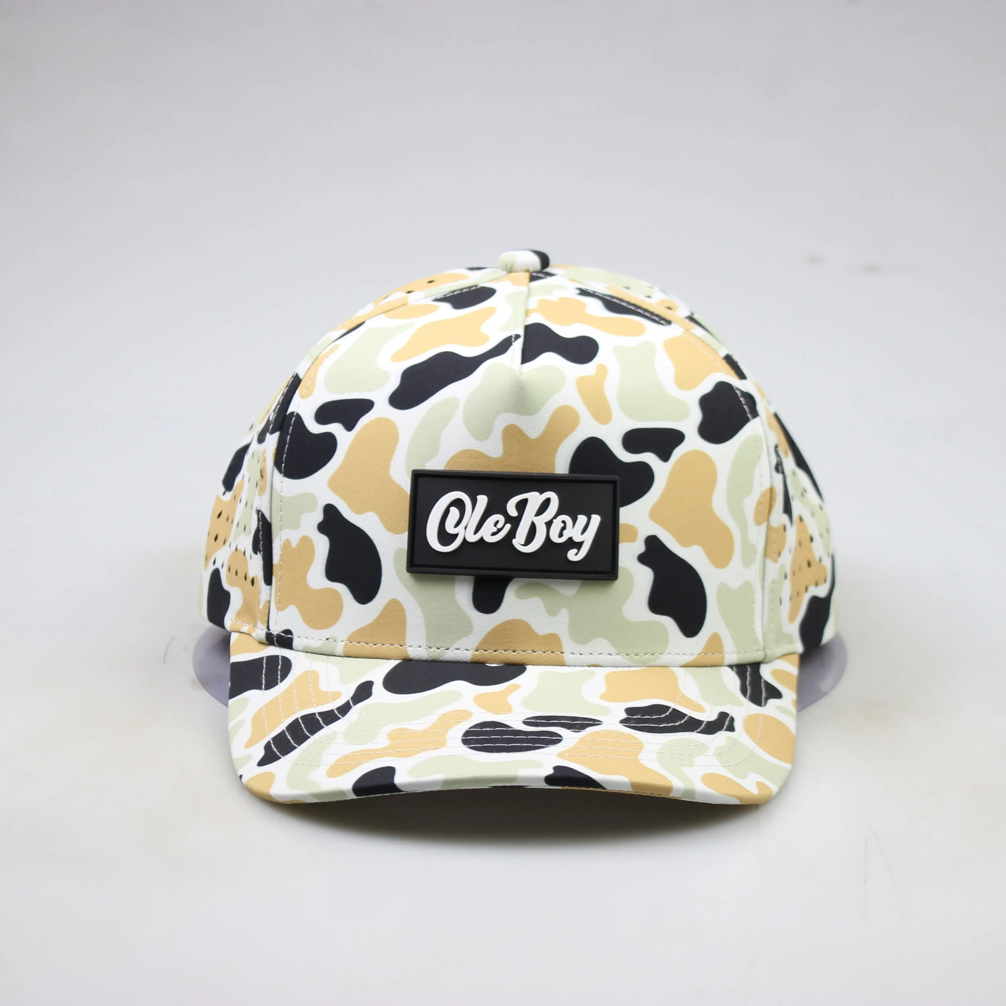 OLE BOY Performance Orange/Black Duck Camo Rubber Patch Hat