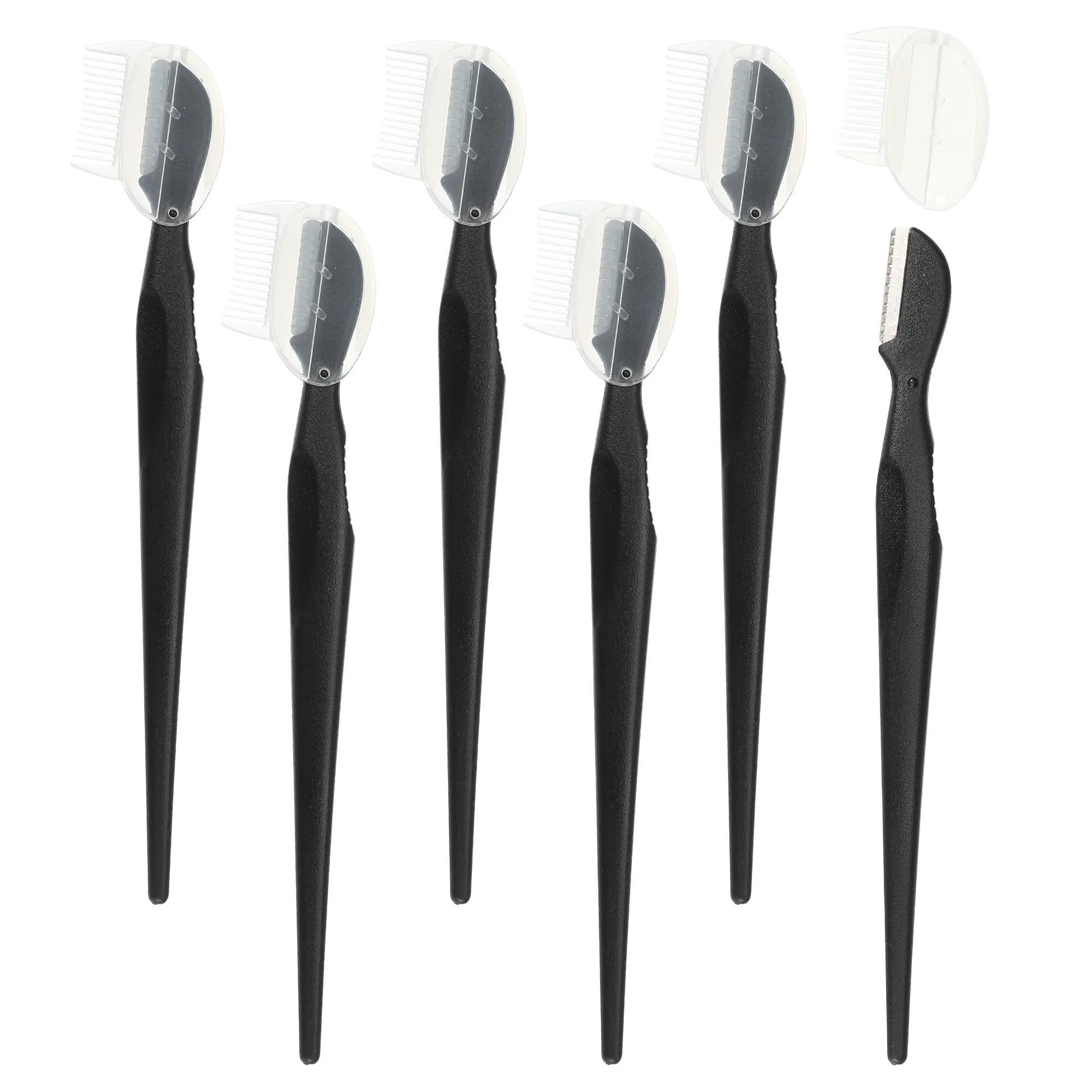 VOCOSTE 6pcs Eyebrow Razor for Women, Facial Razor, Stainless Steel Eyebrow Trimmer with Small Eyebrow Comb, Black